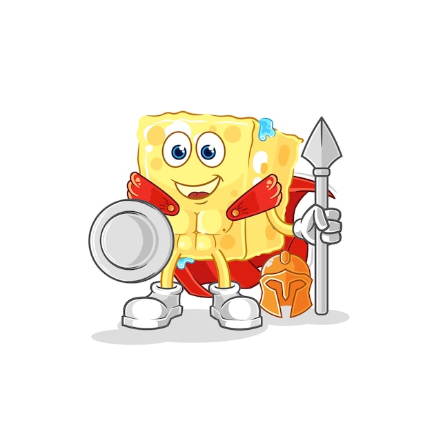 Sponge spartan character cartoon mascot vector