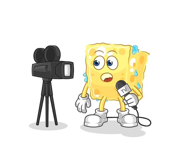 Sponge tv reporter cartoon cartoon mascot vector