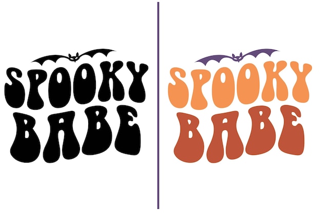 Spooky babe Halloween quote retro wavy typography t-shirt design, Halloween cut file