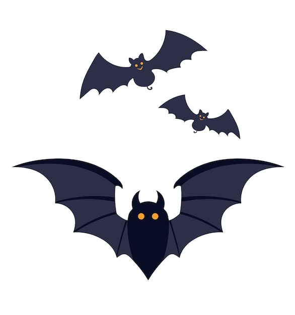 Spooky Bat animal icon vector. Halloween black bats flying. Halloween bat silhouette vector.