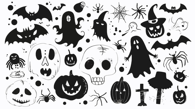 Spooky Black and White Halloween Clipart