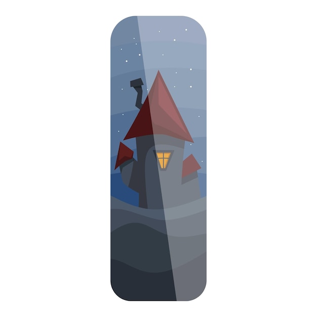 Vector spooky castle standing on a hill at night with stars shining halloween illustration