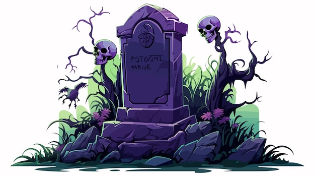 Spooky Grave Cartoon Vector Illustration