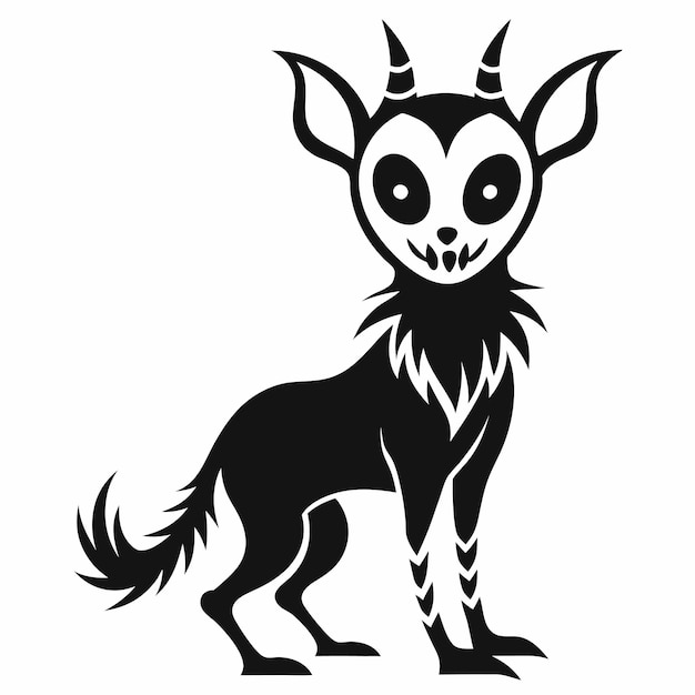 Spooky Halloween Animal Vector Line Art and Color Illustration