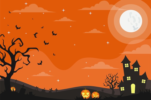 Vector spooky halloween background vector illustration halloween wallpaper landscape