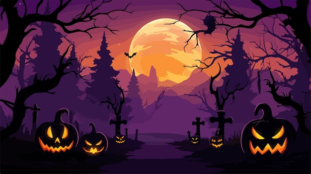 Vector spooky halloween background with title flat vector design