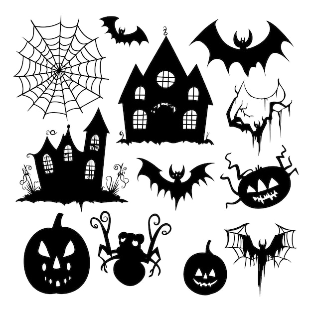 Vector spooky halloween elements set illustration vector halloween themed elements set vector art