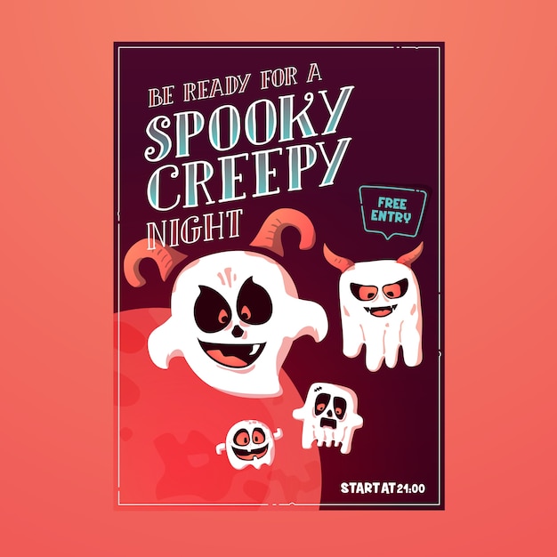 Spooky Halloween Ghost Poster Flyer Invitation