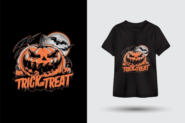 Vector spooky halloween scary tshirt with pumpkin design template