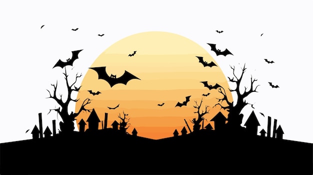 Spooky Halloween Title with Bat Silhouette Frame for Haunting Designs