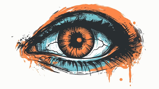 Spooky Hand Drawn Halloween Eye Illustration in Flat Vector Style