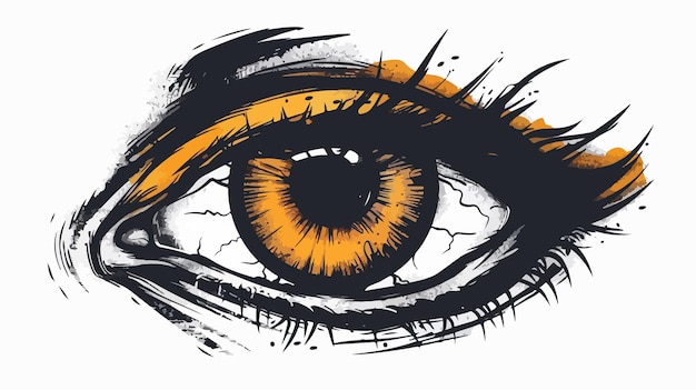 Spooky Hand Drawn Halloween Eye Illustration in Flat Vector Style