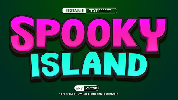 Spooky Island 3d Editable Text Effect Vector Template With Cute Background