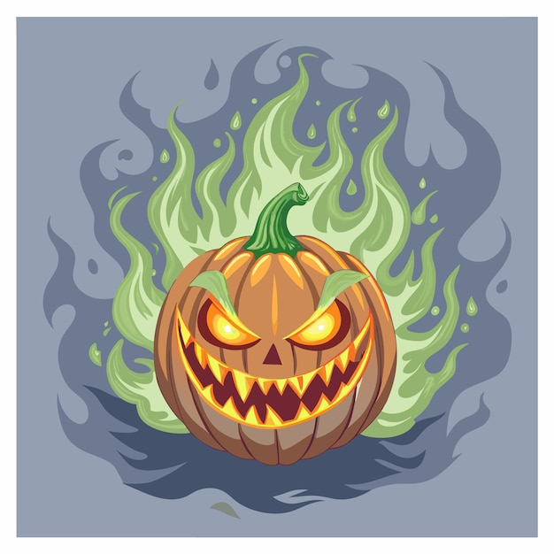 A spooky jacko39lantern with glowing eyes and flames perfect for Halloween themes