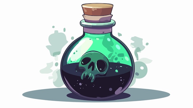 Vector spooky poison bottle cartoon vector illustration