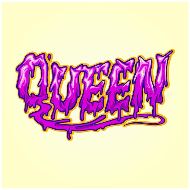 Spooky queen hand lettering horror font illustration