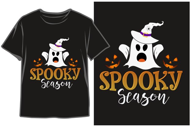 Vector spooky seasonhalloween day black tshirt design funny halloween boo tshirt