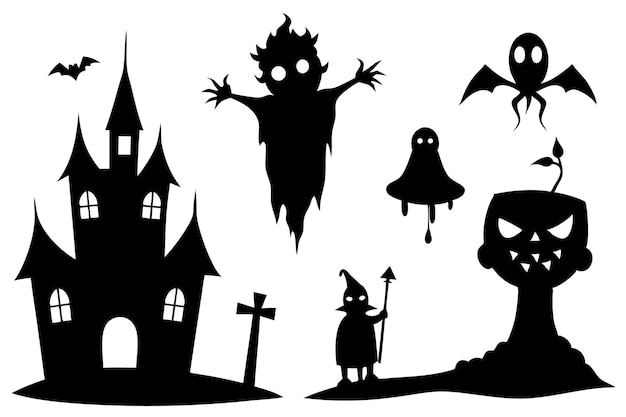 Spooky Silhouettes Collection Vector Illustration amp Clipart