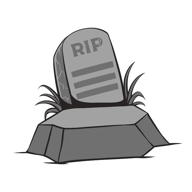 Vector spooky tombstone vector illustration rip gravestone for halloween cemetery or tomb stone crosses