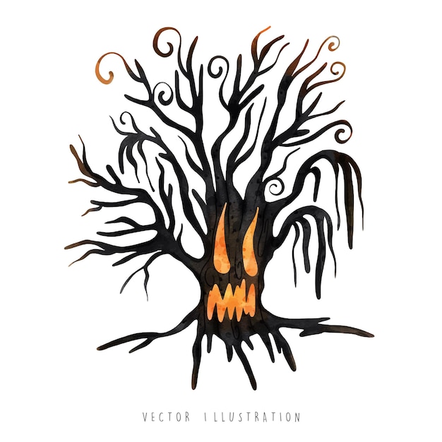 Spooky tree halloween element vector illustration