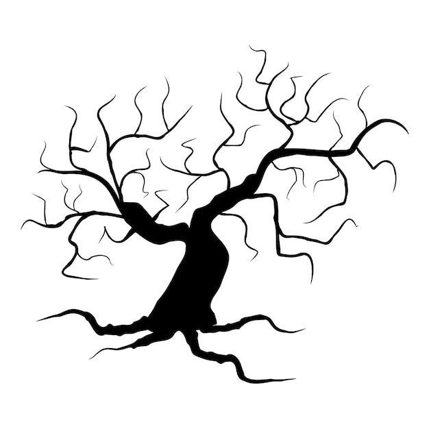 Spooky trees silhouette vector illustration Halloween black plant isolated on white background