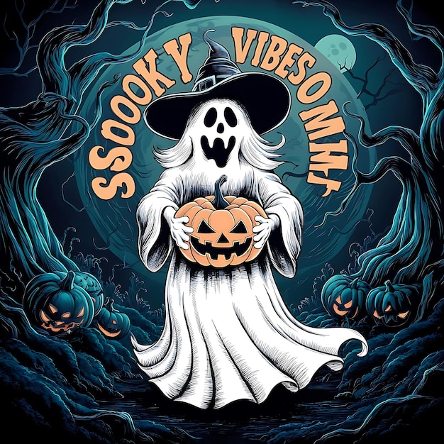 Vector spooky vibes only a beautiful halloween t shirt vector design