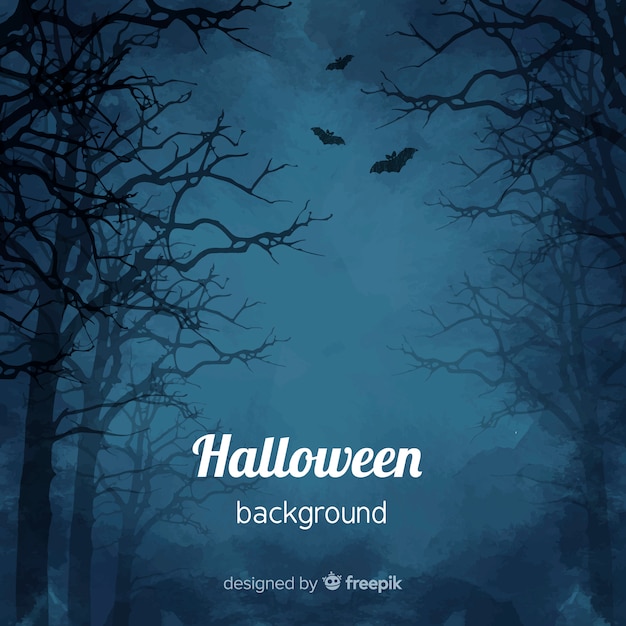 Vector spooky watercolor halloween background