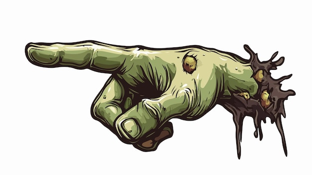 Vector spooky zombie hand pointing in cartoon style