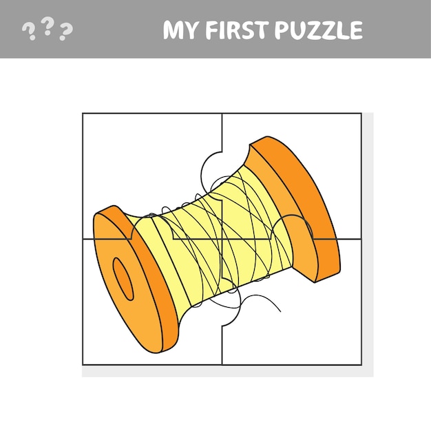 Spool of thread - Cartoon Illustration of Education Jigsaw Puzzle Game for Preschool Children - My first puzzle