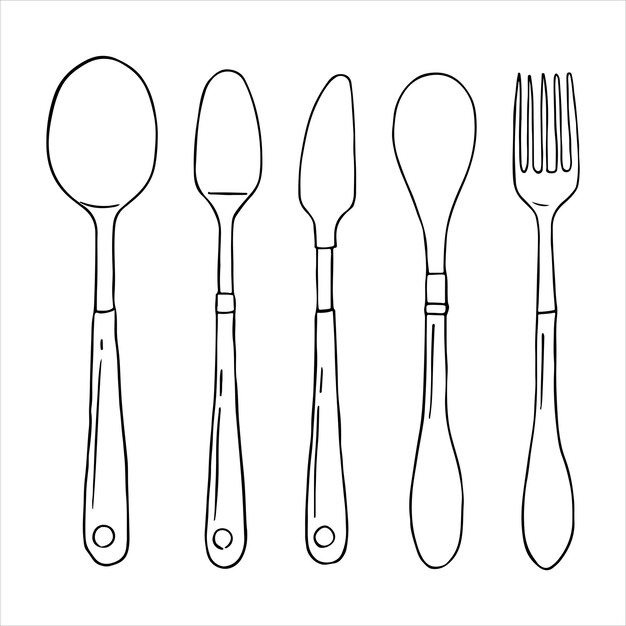 Vector spoon and fork dining set