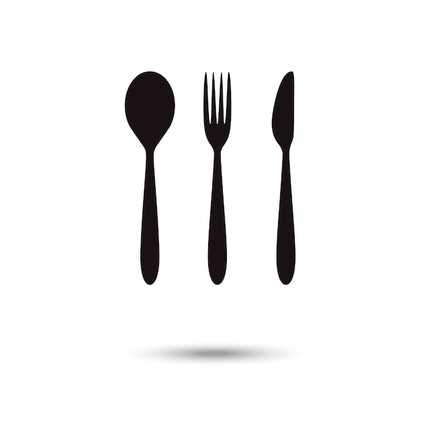 Spoon, fork and knife isolated icons on white background.