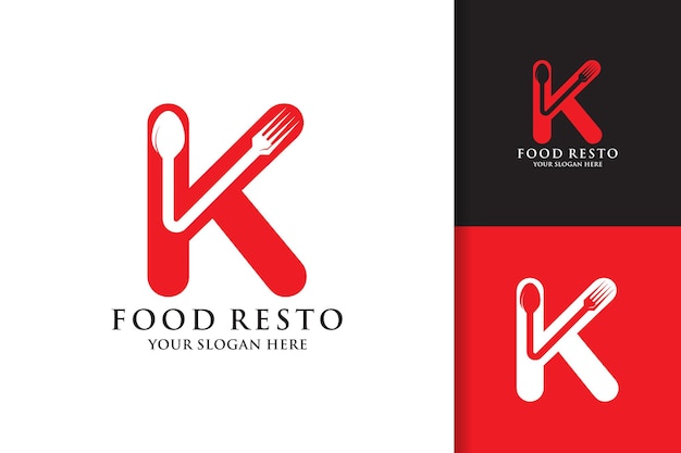 Spoon fork letter K food restaurant inspiration logo