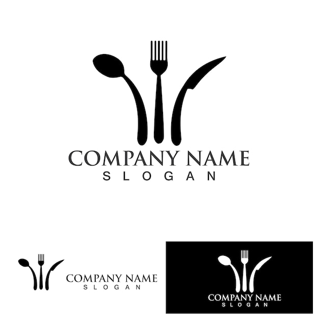 Spoon and fork logo and symbol vector