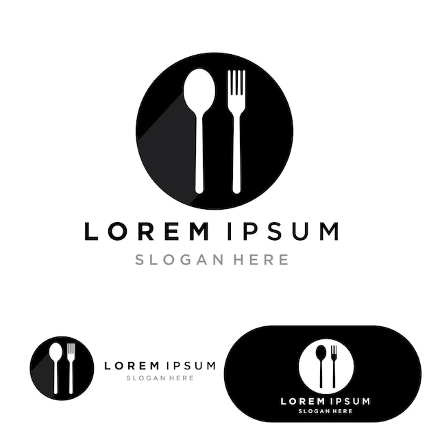 Spoon and fork logo and symbol vector