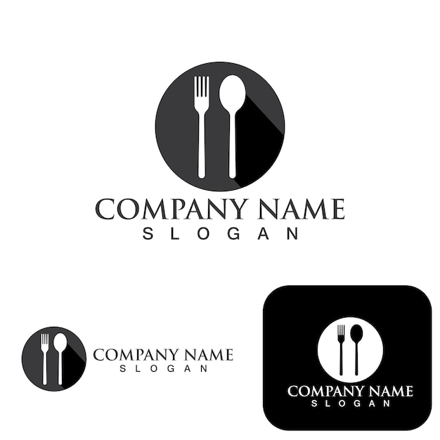 Spoon and fork logo and symbol vector