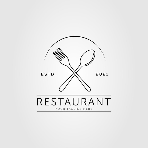 Spoon fork restaurant eatery logo vector illustration design cutlery outline symbol