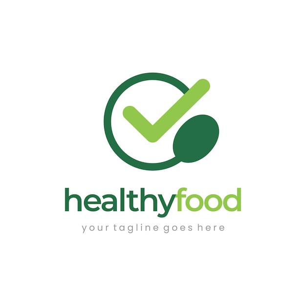 spoon with checklist for healthy food logo design