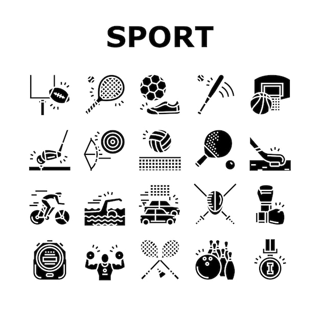 Sport Active Competitive Game Icons Set Vector