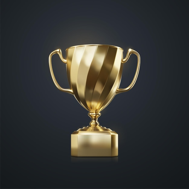 sport award concept of golden champion cup isolated on black background