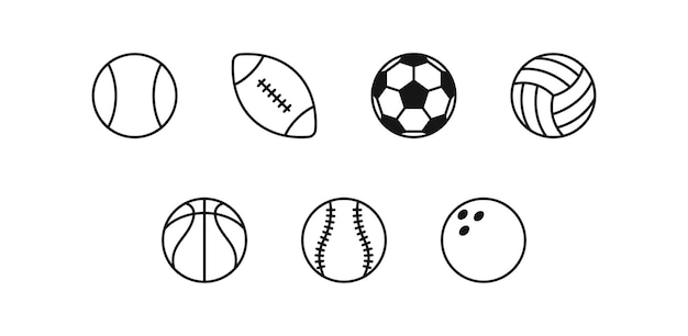 Sport ball icon set Tennis rugby football volleyball basketball baseball bowling Vector EPS 10