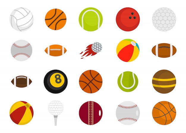 Sport balls icon set. Flat set of sport balls vector icons collection isolated