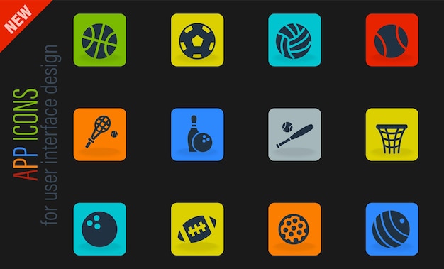 Sport balls icon set