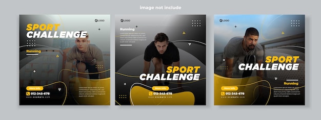 Sport banner social media pack template premium