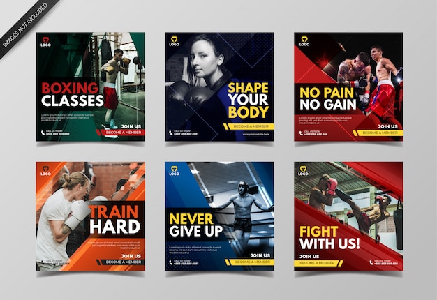 Sport boxing instagram post collection template