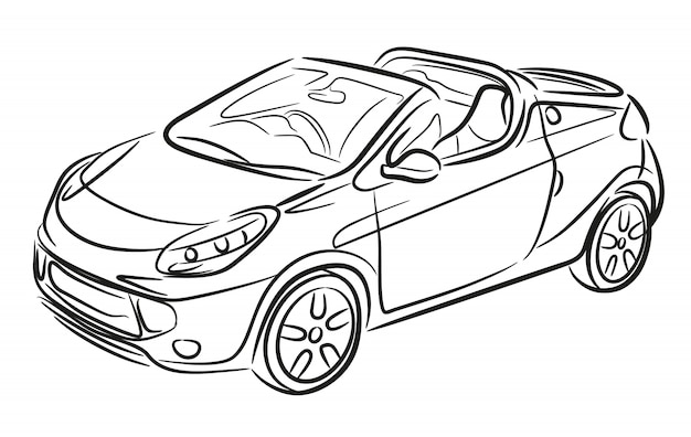 Sport cabrio hand drawn. car sketch.