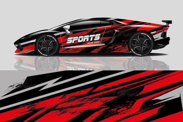 sport car decal wrap design vector