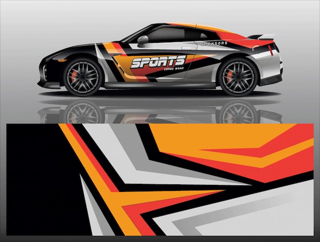 sport car decal wrap design vector