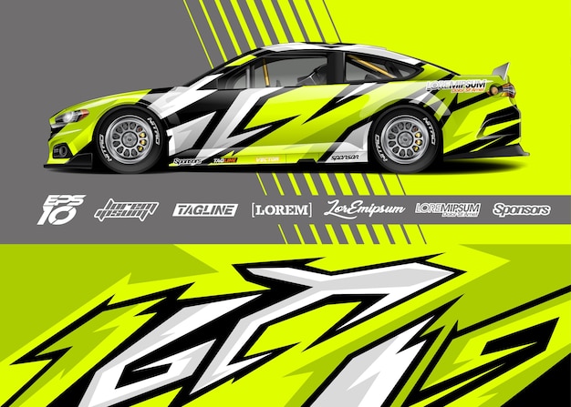 Sport car decal wrap illustration