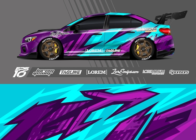 Sport car decal wrap illustration