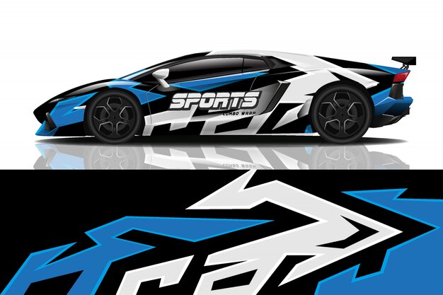 sport car decal wrap illustration